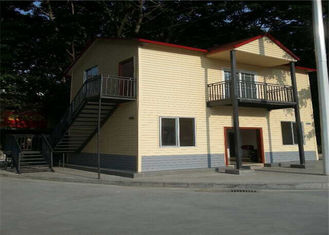 Two Lantai Villa Jenis Sandwich Panel Baja Bangunan Rumah Prefab Dengan Balkon