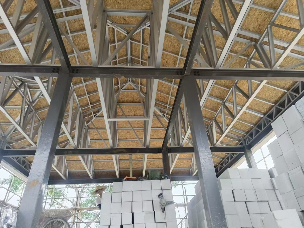Kerangka Baja Ringan Keel Struktur Baja Prefabrikasi Villa Mewah Rumah Prefab Dua Lantai