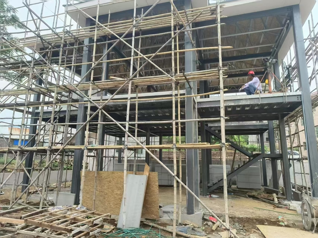 Kerangka Baja Ringan Keel Struktur Baja Prefabrikasi Villa Mewah Rumah Prefab Dua Lantai