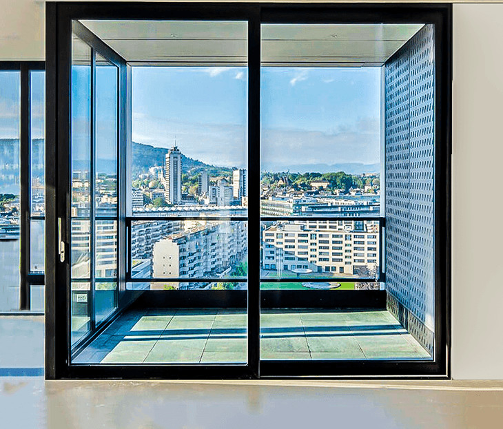 76 Lift Door Aluminium Alloy 6063-T6 Indoor Dan Outdoor Untuk Rumah Swasta, Villa, Area Komersial, Kantor, Balkon Besar