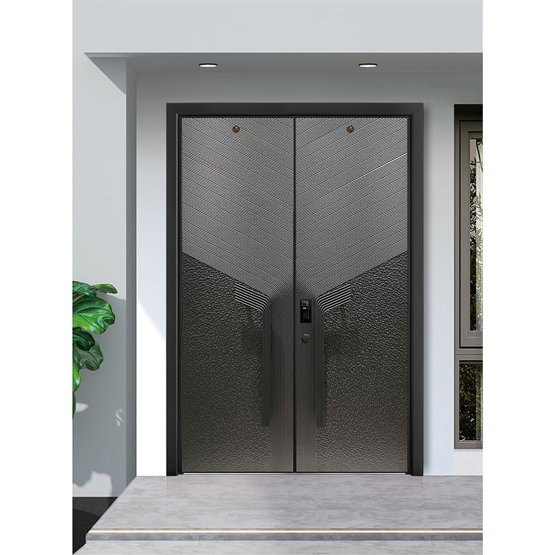 Modern stainless steel pintu masuk pintu eksterior kunci pintar pintu depan untuk pintu rumah