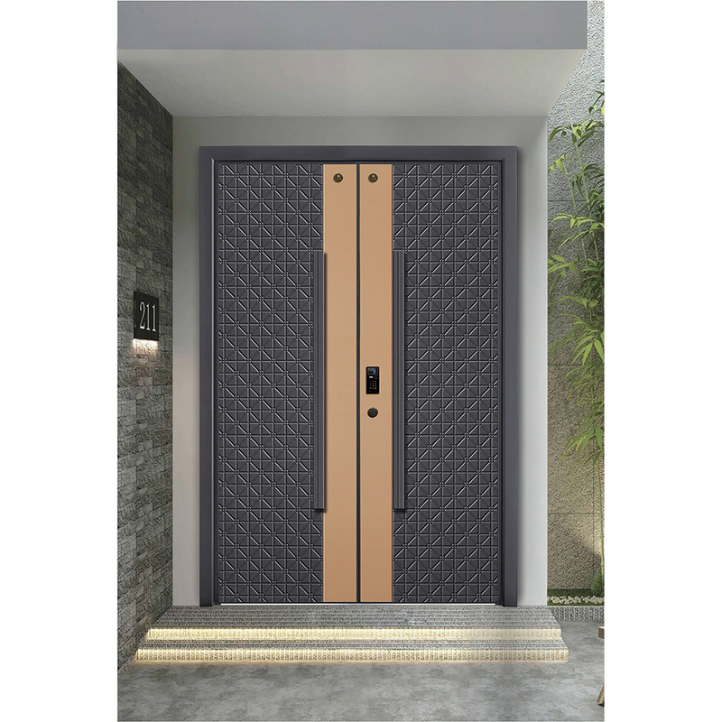 Modern stainless steel pintu masuk pintu eksterior kunci pintar pintu depan untuk pintu rumah