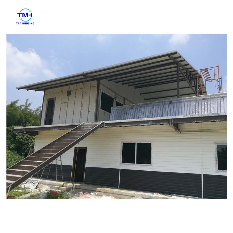 Rumah prefabrikasi untuk villa berkualitas tinggi baja ringan mudah dirakit 2 lantai