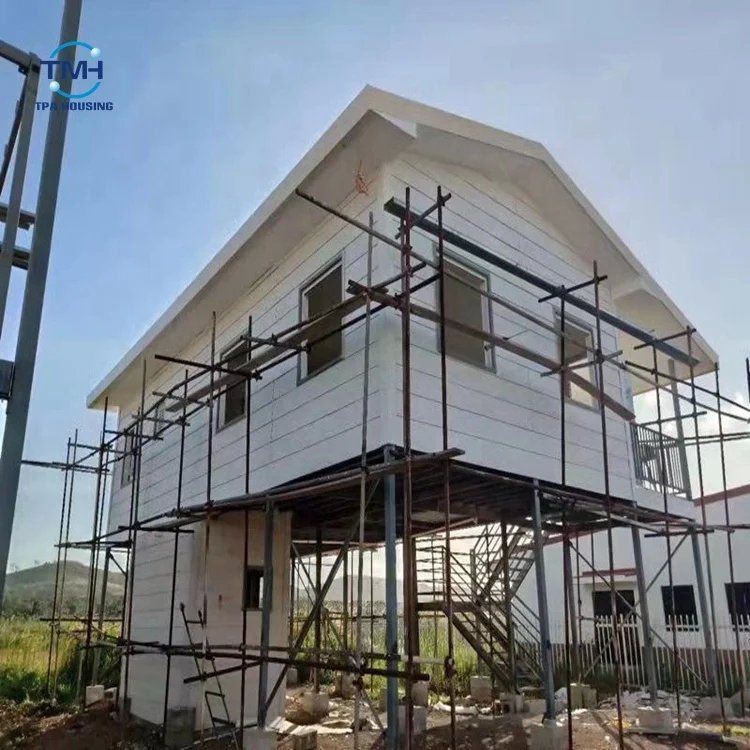 H-Frame Steel House Struktur Modular Steel Residential dengan 100/50 mm Serat Cem Tembok Luar